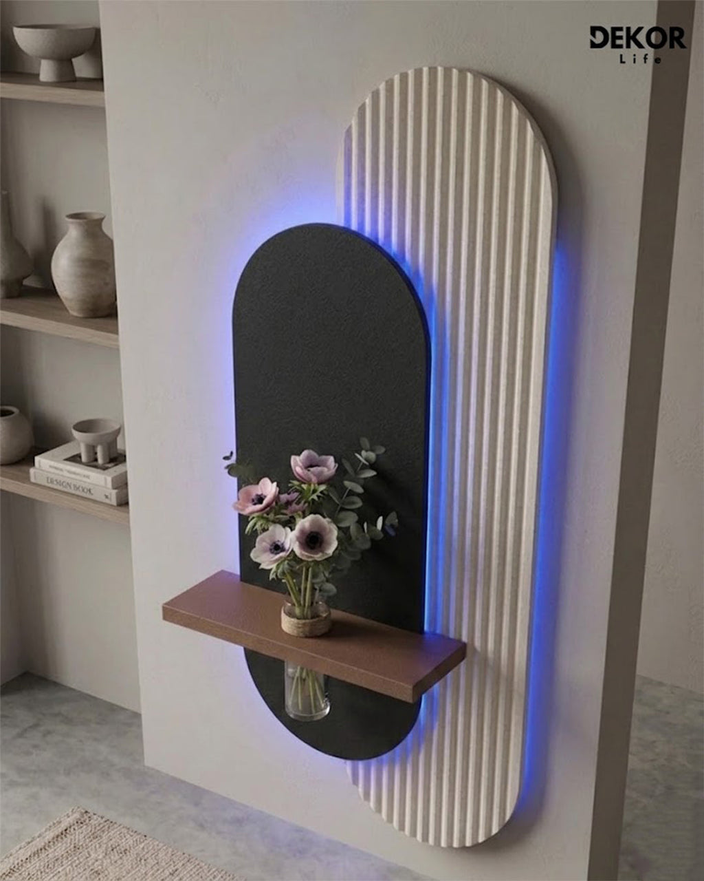 Dekorium 40x90 cm Oval LED'li Dekoratif Duvar Paneli - Gizli Aydınlatmalı - Model D011