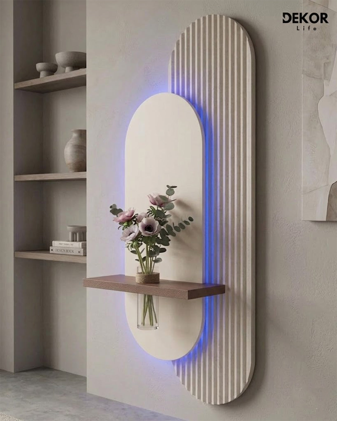 Dekorium 40x90 cm Oval LED'li Dekoratif Duvar Paneli - Gizli Aydınlatmalı - Model D016