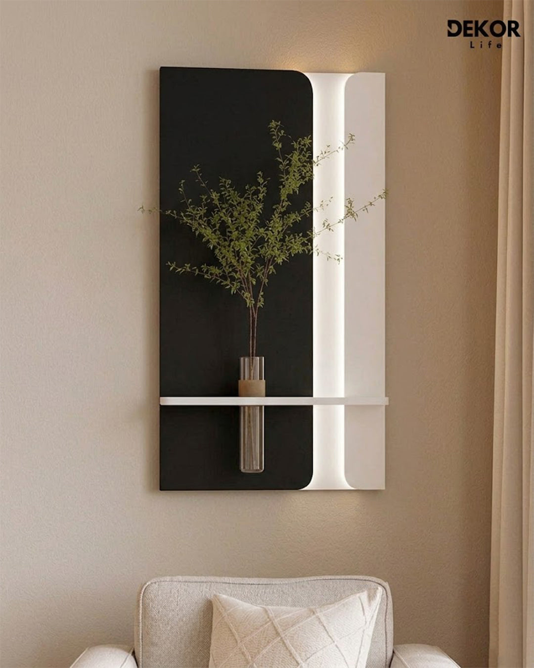 Dekorium 50x90 cm Oval LED'li Dekoratif Duvar Paneli - Gizli Aydınlatmalı - Model D058