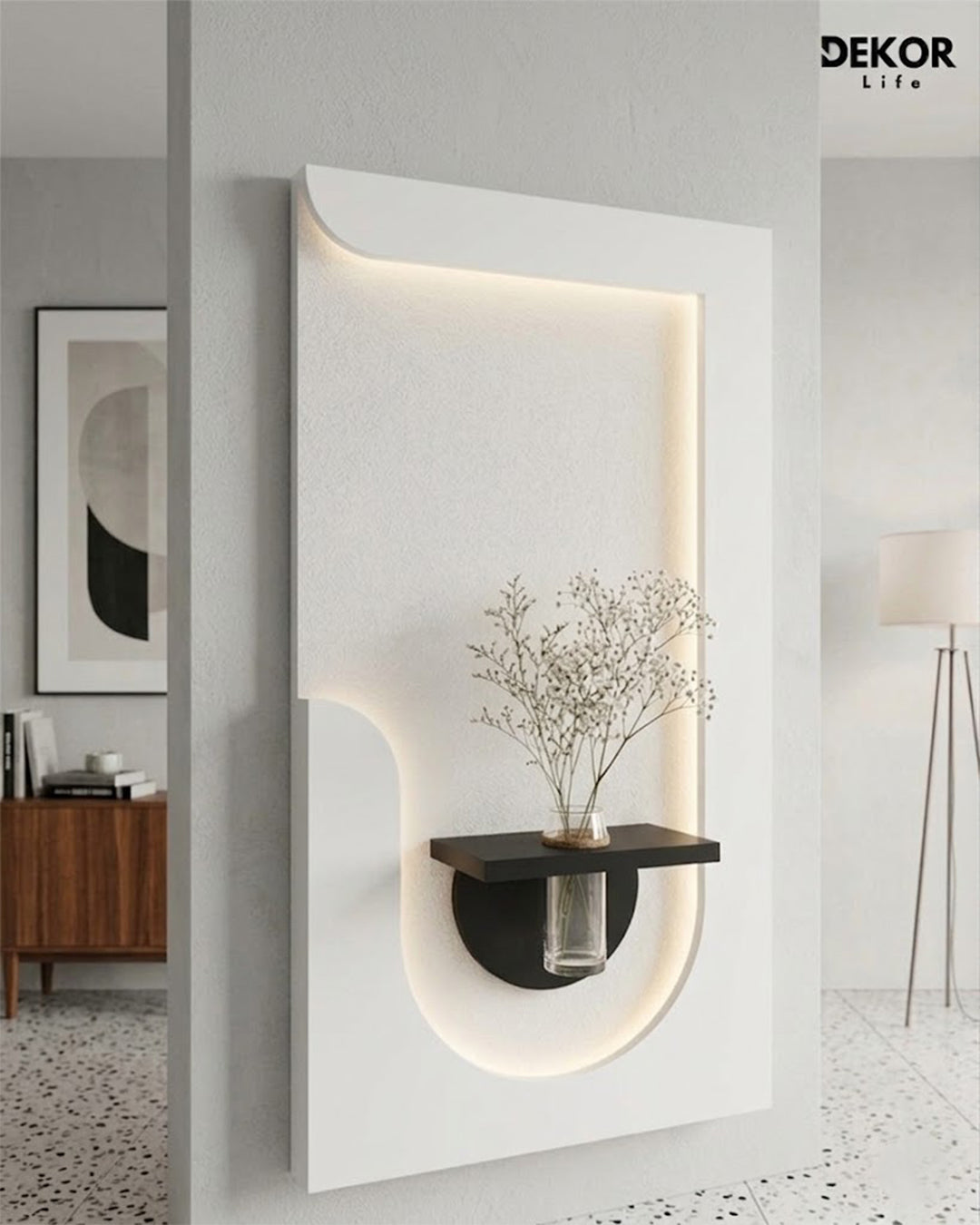 Dekorium 50x90 cm Oval LED'li Dekoratif Duvar Paneli - Gizli Aydınlatmalı - Model D051
