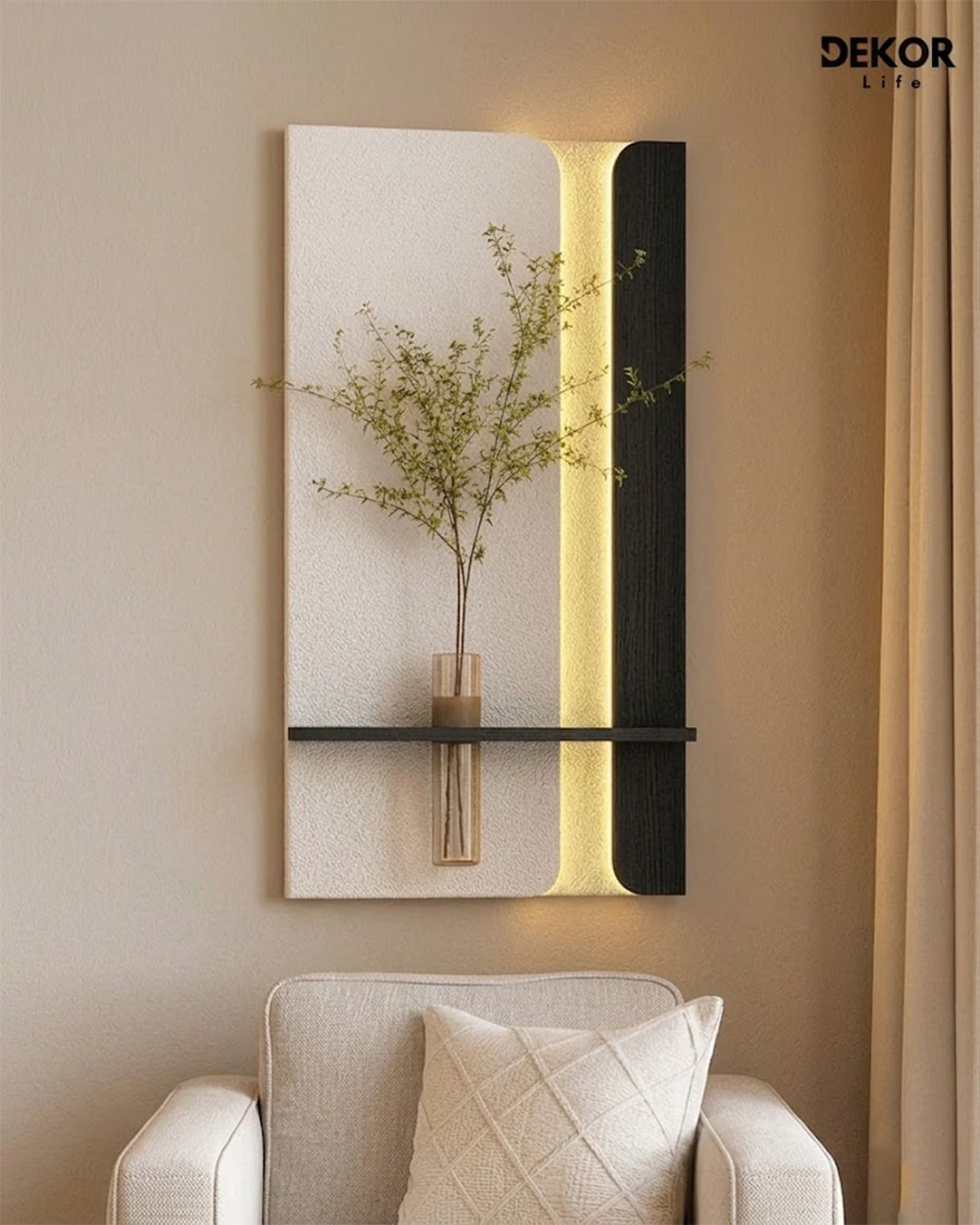 Dekorium 50x90 cm Oval LED'li Dekoratif Duvar Paneli - Gizli Aydınlatmalı - Model D057