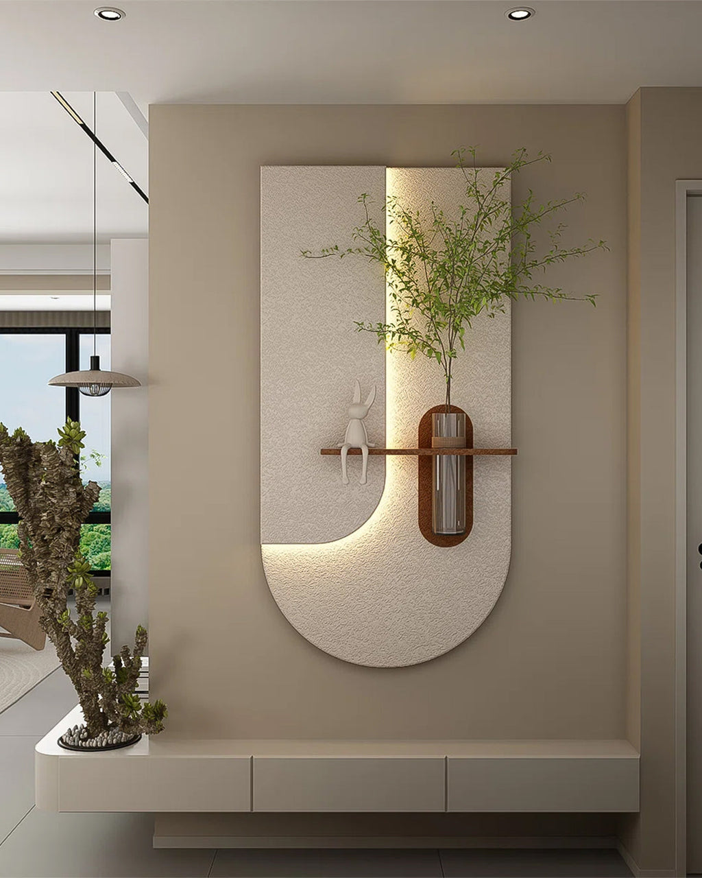 Dekorium 40x70 cm Pilli LED'li İskandinav Duvar Tablosu - Pütürlü Doku - Model D079