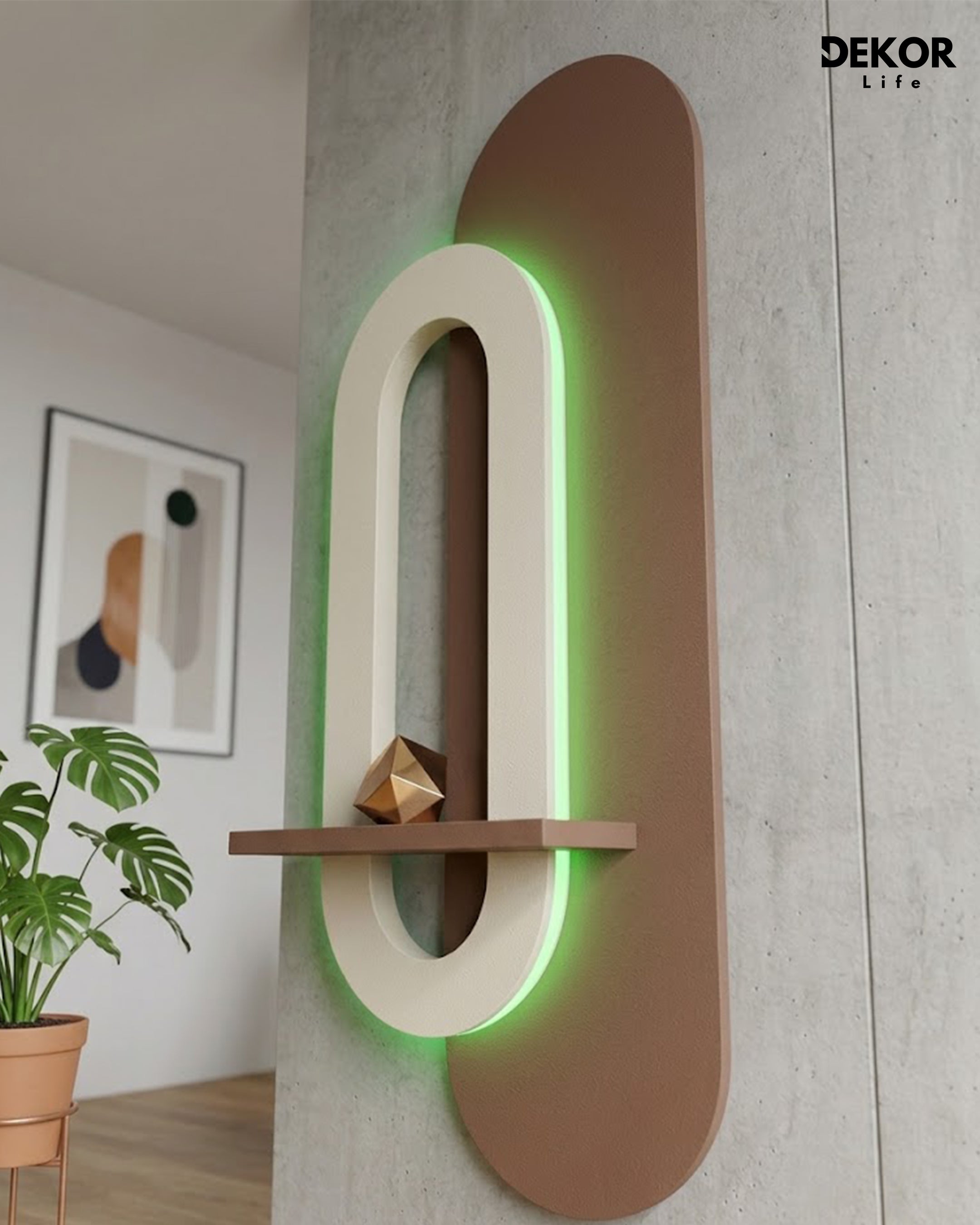 Dekorium 40x90 cm Oval LED'li Dekoratif Duvar Paneli - Gizli Aydınlatmalı - Model D004