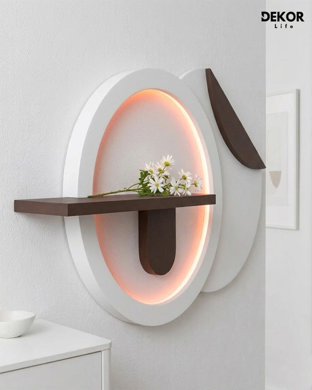 Dekorium 50x85 cm Oval LED'li Dekoratif Duvar Paneli - Gizli Aydınlatmalı - Model D031