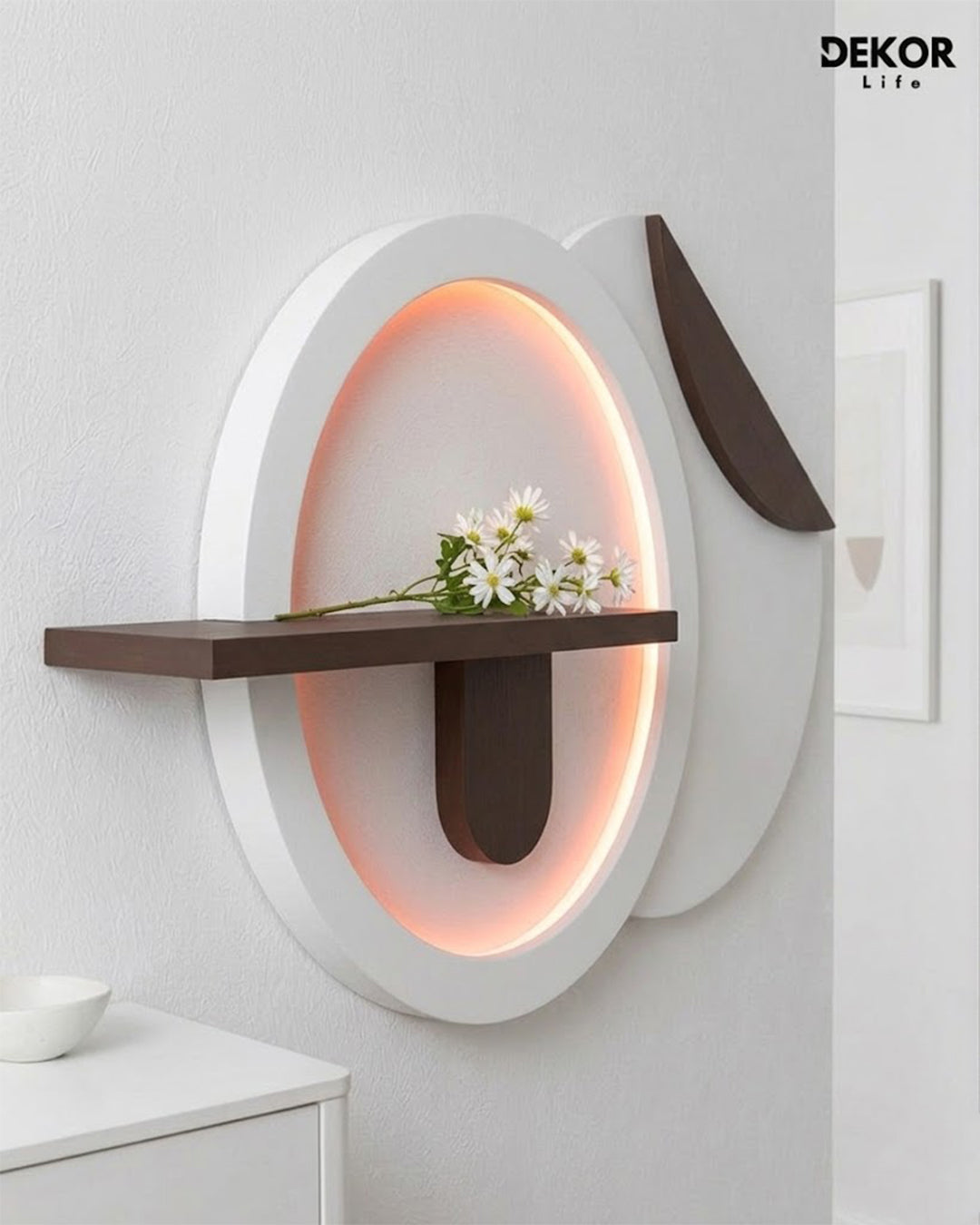 Dekorium 50x85 cm Oval LED'li Dekoratif Duvar Paneli - Gizli Aydınlatmalı - Model D031