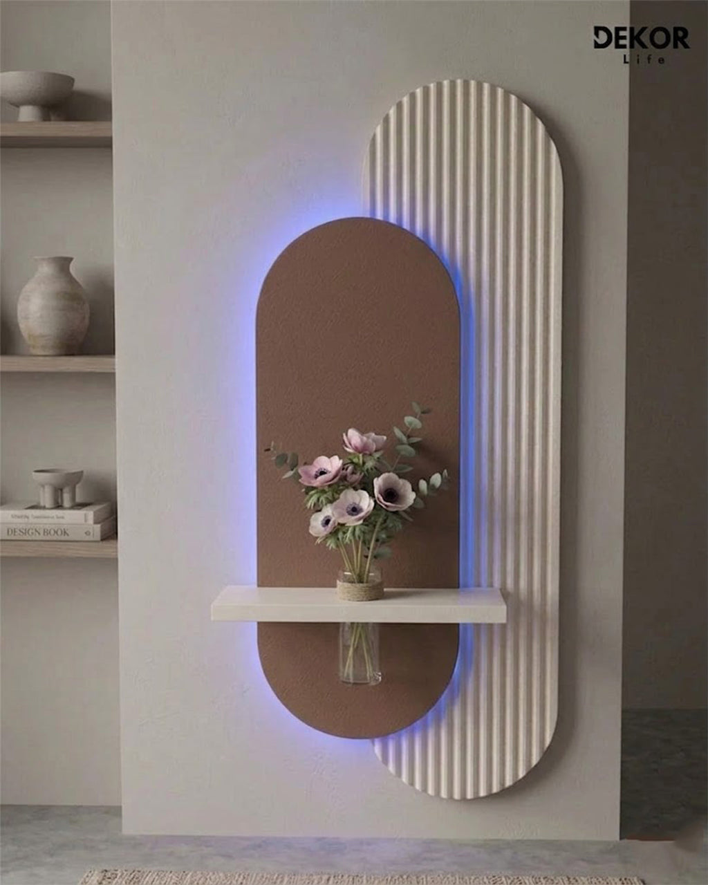 Dekorium 40x90 cm Oval LED'li Dekoratif Duvar Paneli - Gizli Aydınlatmalı - Model D015