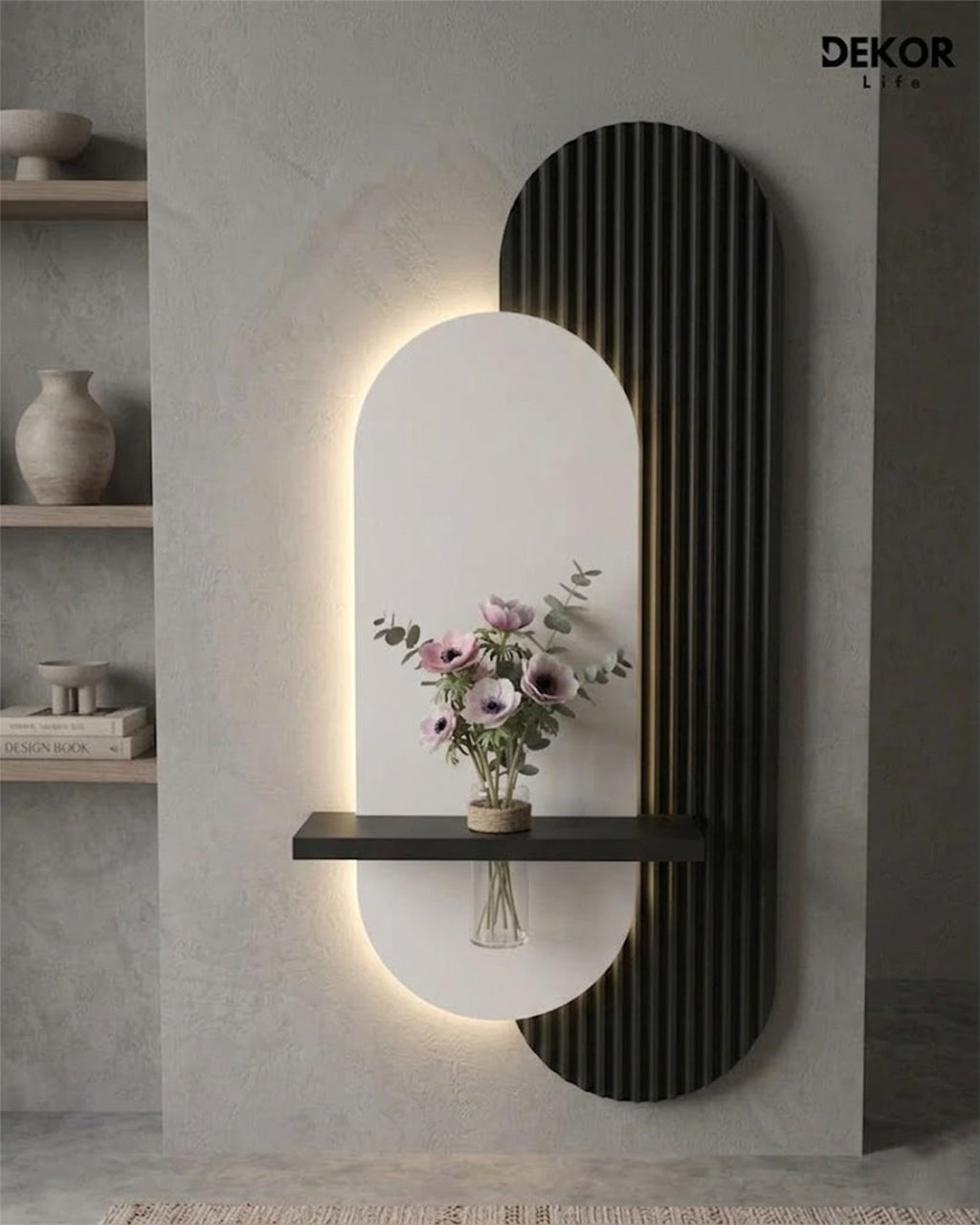 Dekorium 40x90 cm Oval LED'li Dekoratif Duvar Paneli - Gizli Aydınlatmalı - Model D005