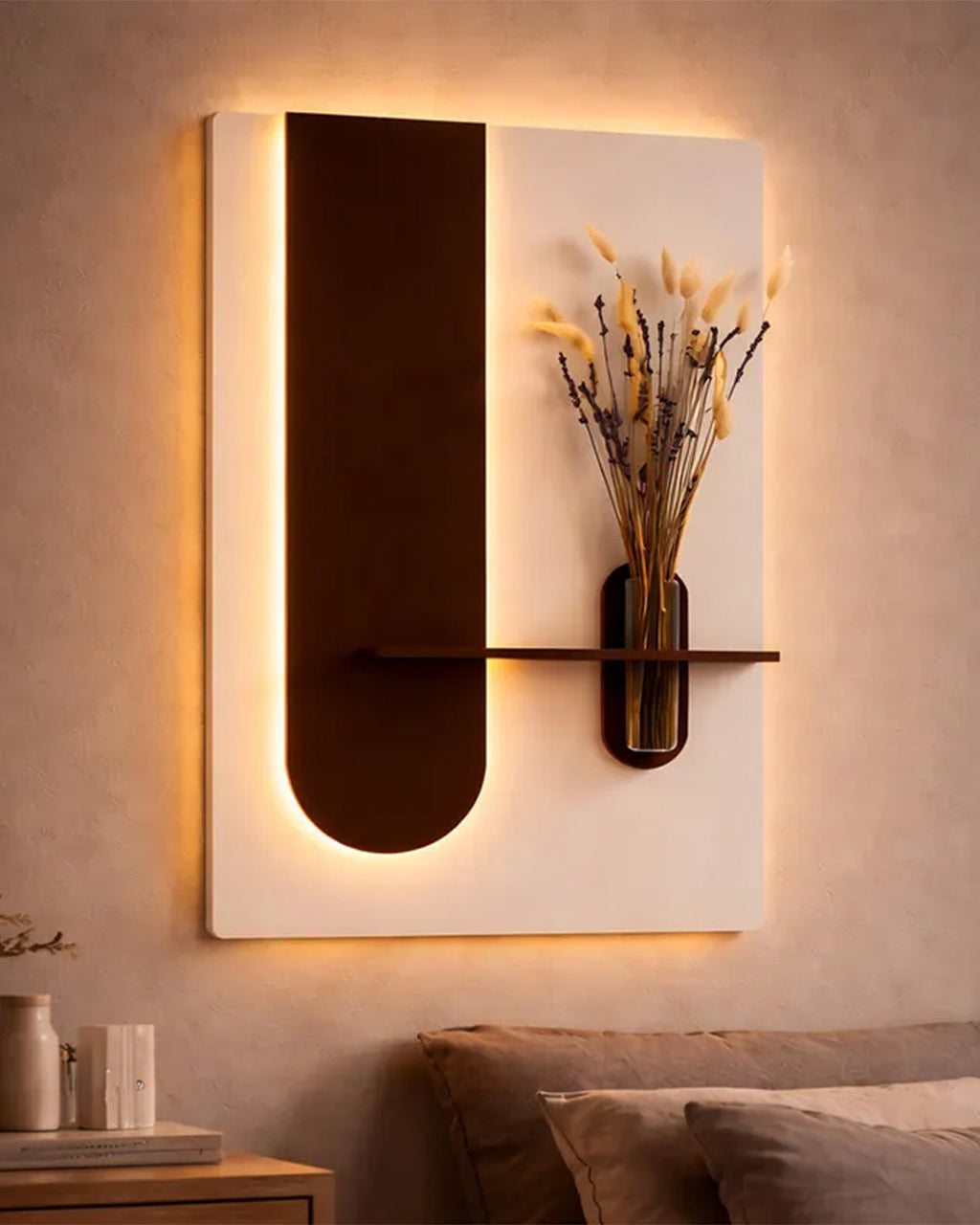 Dekorium 40x70 cm Pilli LED'li İskandinav Duvar Tablosu - Pütürlü Doku - Model D097