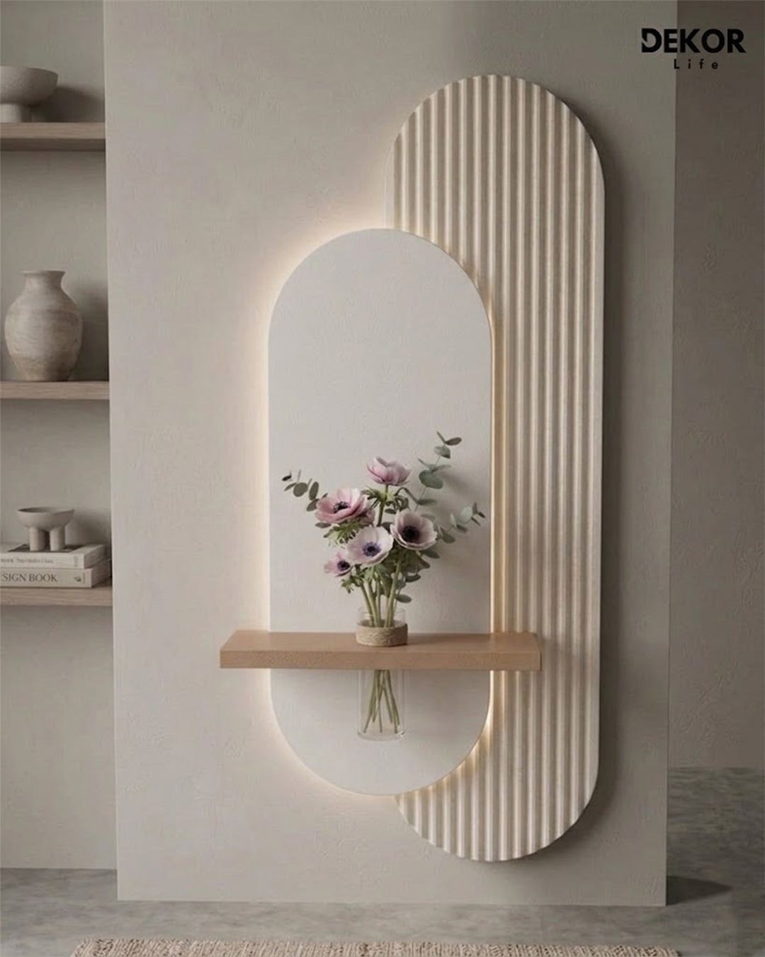 Dekorium 40x90 cm Oval LED'li Dekoratif Duvar Paneli - Gizli Aydınlatmalı - Model D014