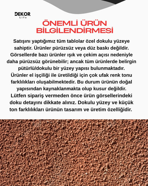 Dekorium 40x70 cm Pilli LED'li İskandinav Duvar Tablosu - Pütürlü Doku - Model D084
