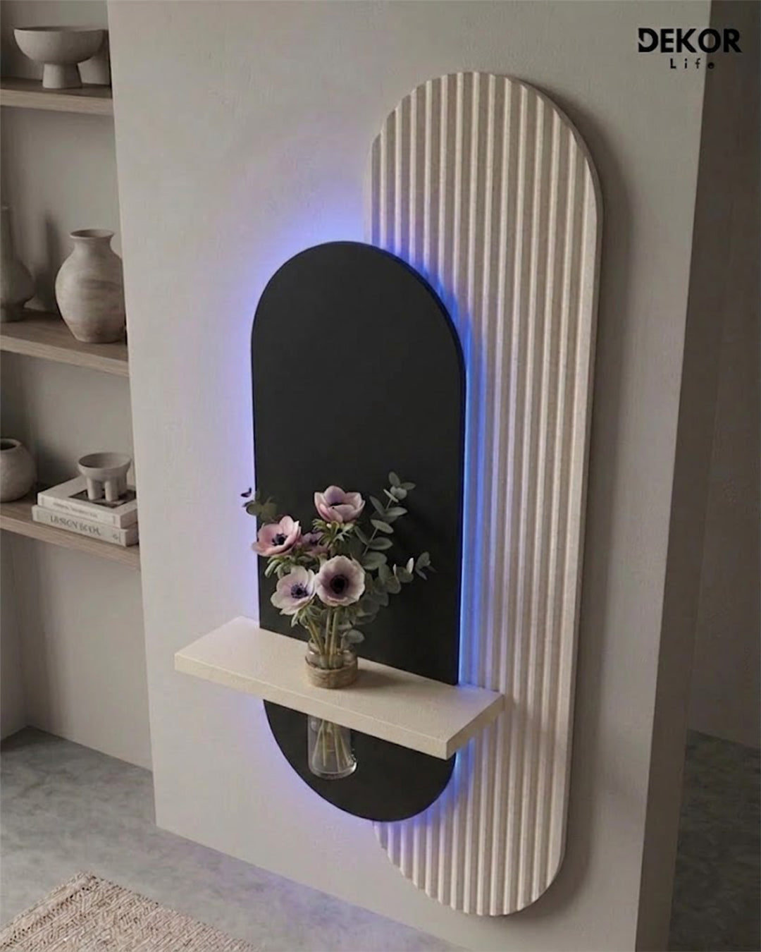 Dekorium 40x90 cm Oval LED'li Dekoratif Duvar Paneli - Gizli Aydınlatmalı - Model D017