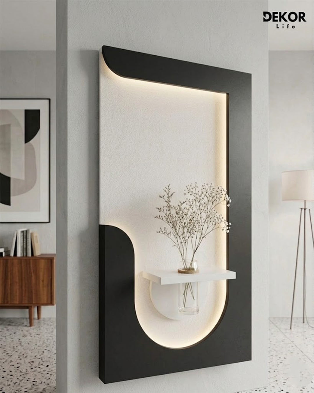 Dekorium 50x90 cm Oval LED'li Dekoratif Duvar Paneli - Gizli Aydınlatmalı - Model D050