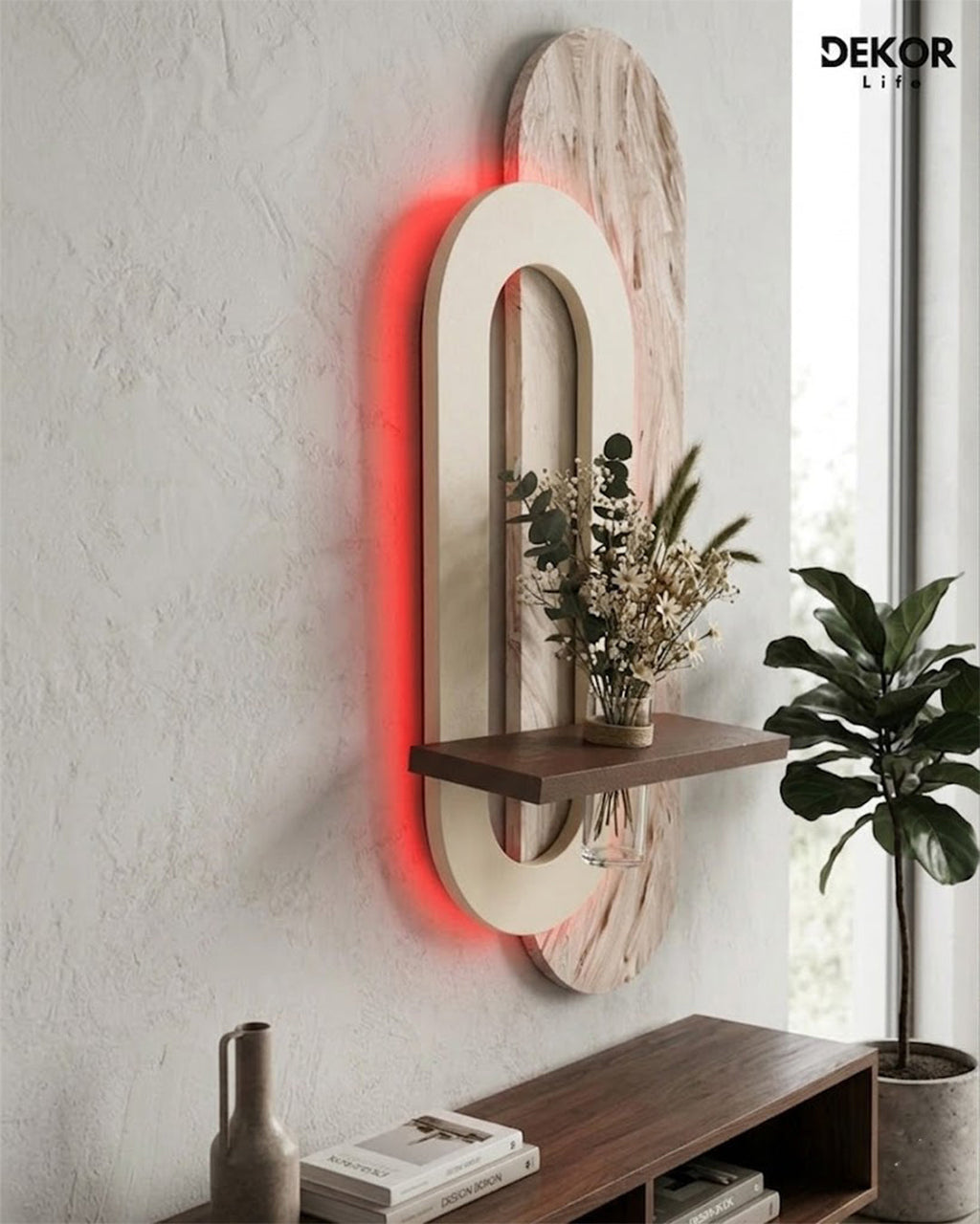 Dekorium 50x90 cm Oval LED'li Dekoratif Duvar Paneli - Gizli Aydınlatmalı - Model D052