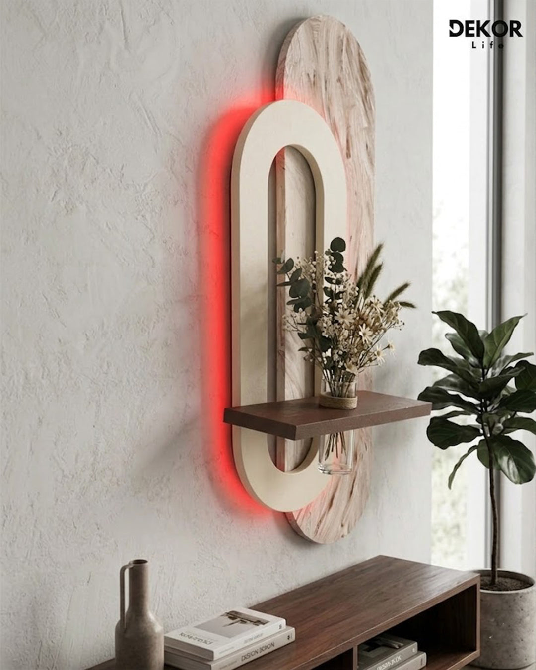 Dekorium 50x90 cm Oval LED'li Dekoratif Duvar Paneli - Gizli Aydınlatmalı - Model D052