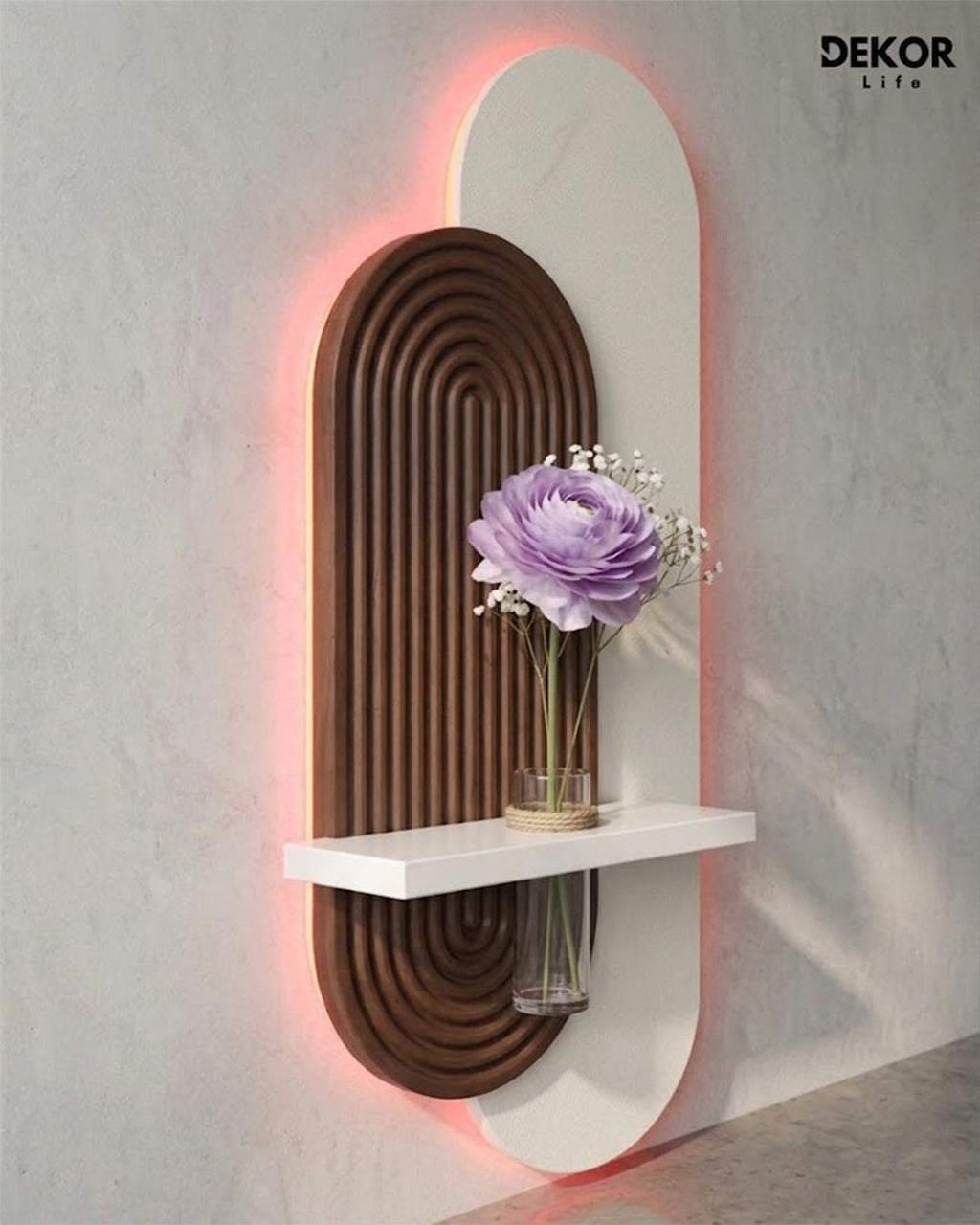 Dekorium 40x90 cm Oval LED'li Dekoratif Duvar Paneli - Gizli Aydınlatmalı - Model D020