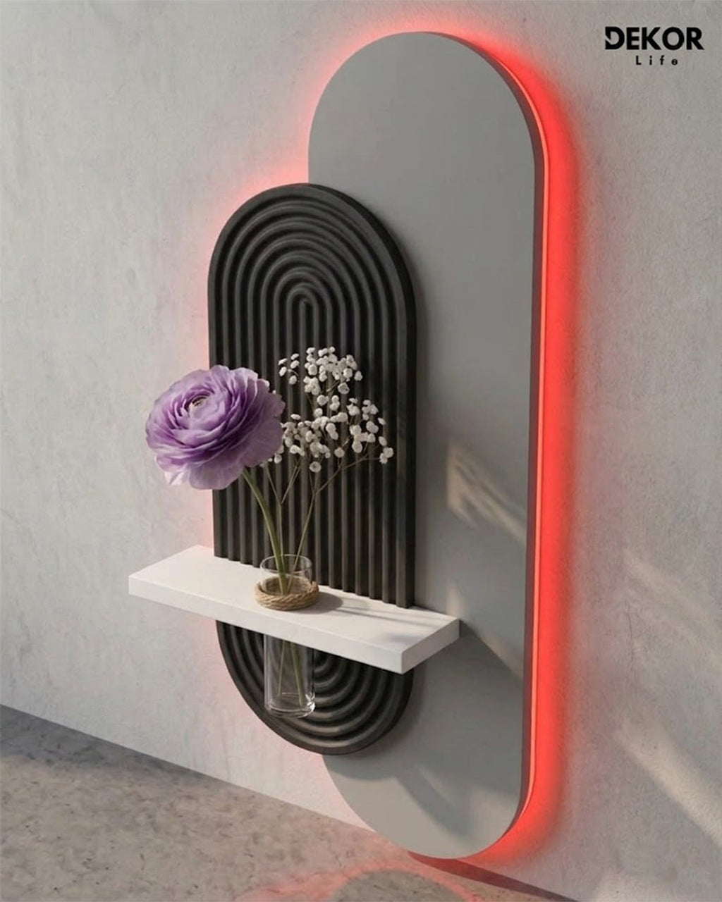 Dekorium 40x90 cm Oval LED'li Dekoratif Duvar Paneli - Gizli Aydınlatmalı - Model D021