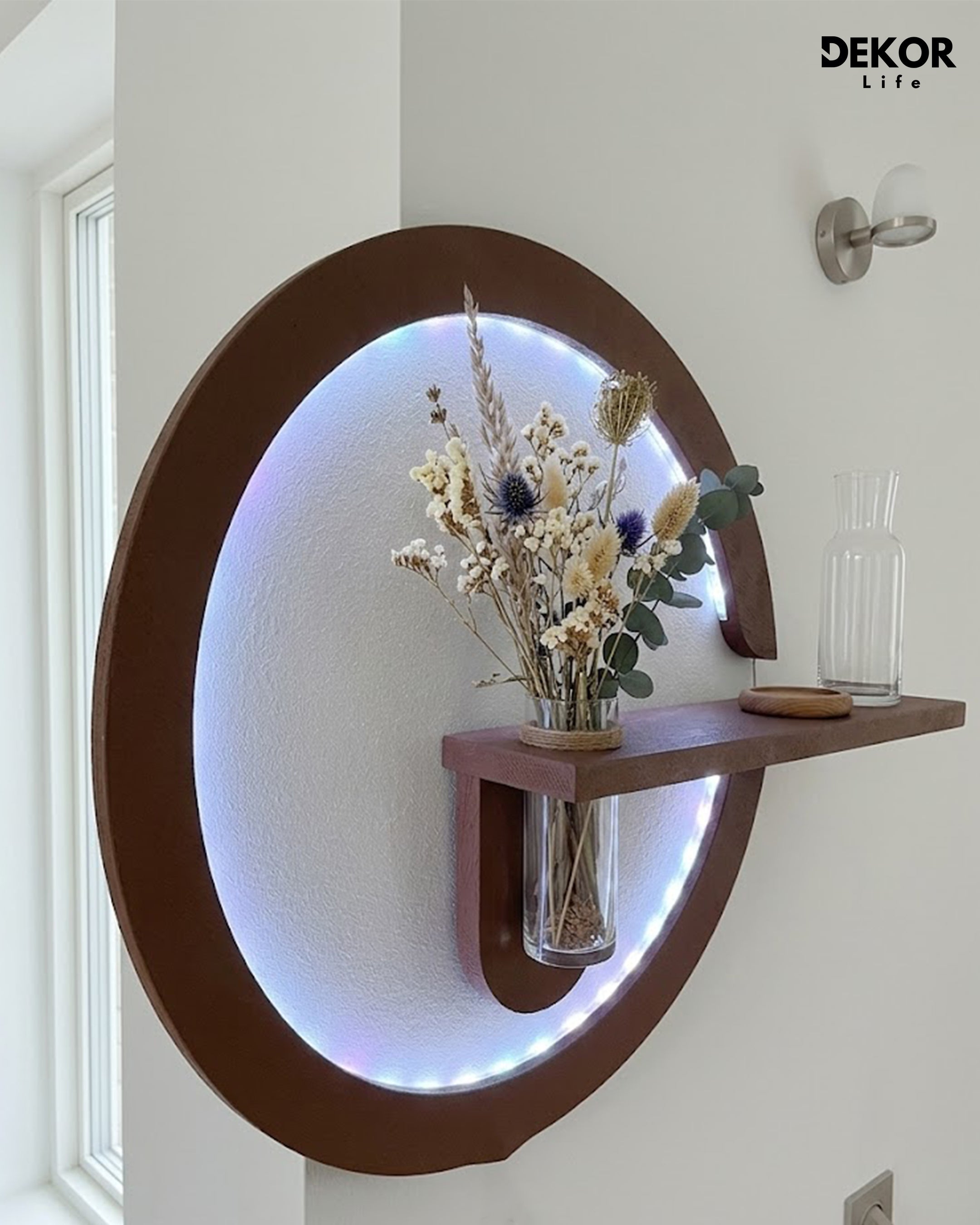 Dekorium 50x50 cm Oval LED'li Dekoratif Duvar Paneli - Gizli Aydınlatmalı - Model D027
