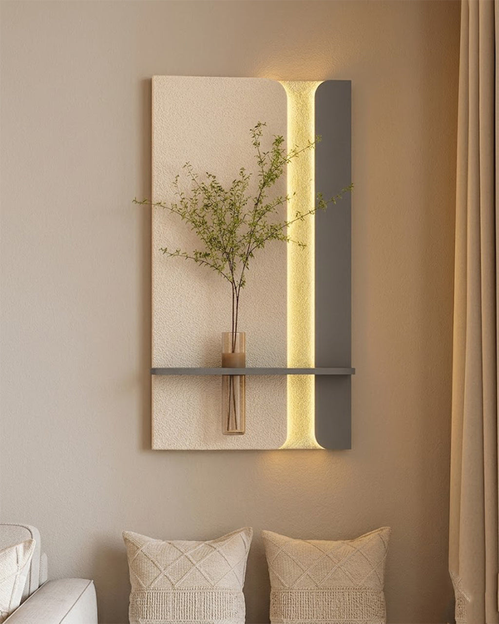 Dekorium 50x90 cm Oval LED'li Dekoratif Duvar Paneli - Gizli Aydınlatmalı - Model D060