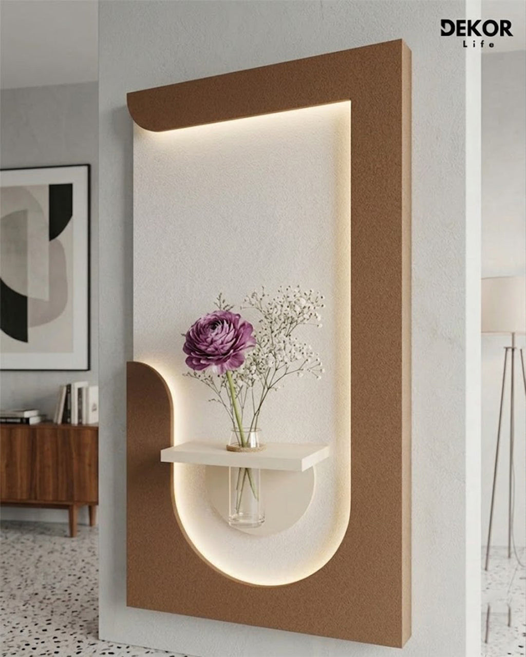 Dekorium 50x90 cm Oval LED'li Dekoratif Duvar Paneli - Gizli Aydınlatmalı - Model D049