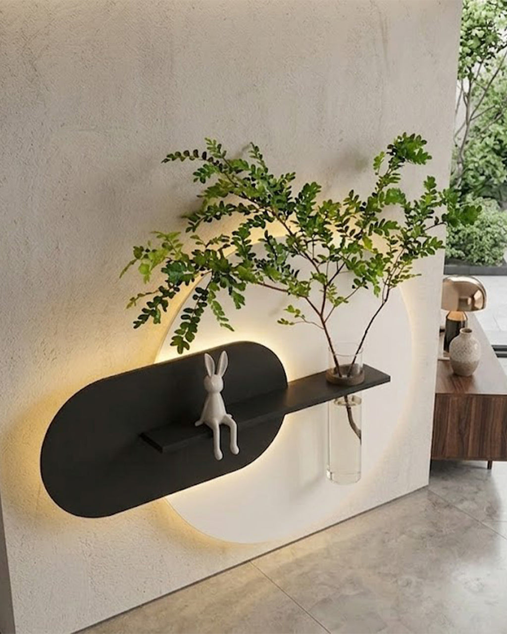 Dekorium 50x50 cm Oval LED'li Dekoratif Duvar Paneli - Gizli Aydınlatmalı - Model D029