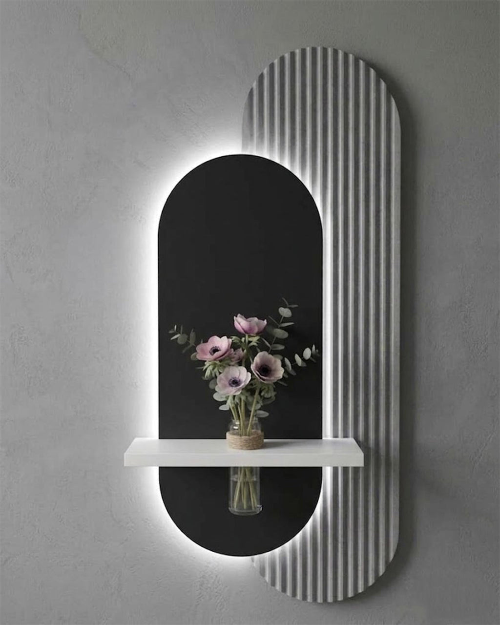 Dekorium 40x90 cm Oval LED'li Dekoratif Duvar Paneli - Gizli Aydınlatmalı - Model D018