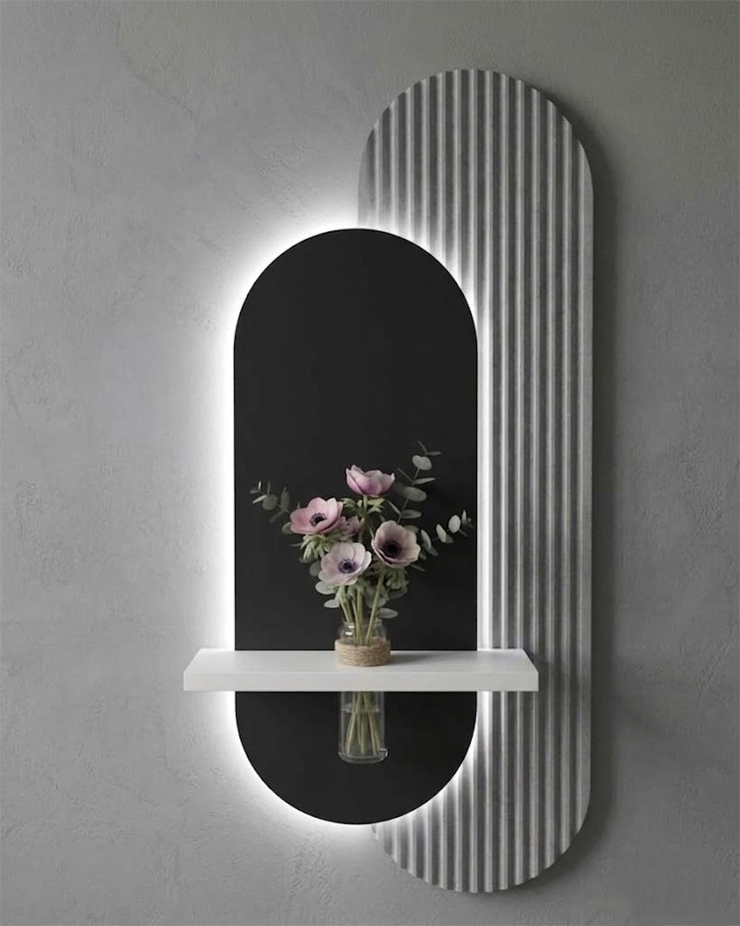 Dekorium 40x90 cm Oval LED'li Dekoratif Duvar Paneli - Gizli Aydınlatmalı - Model D018