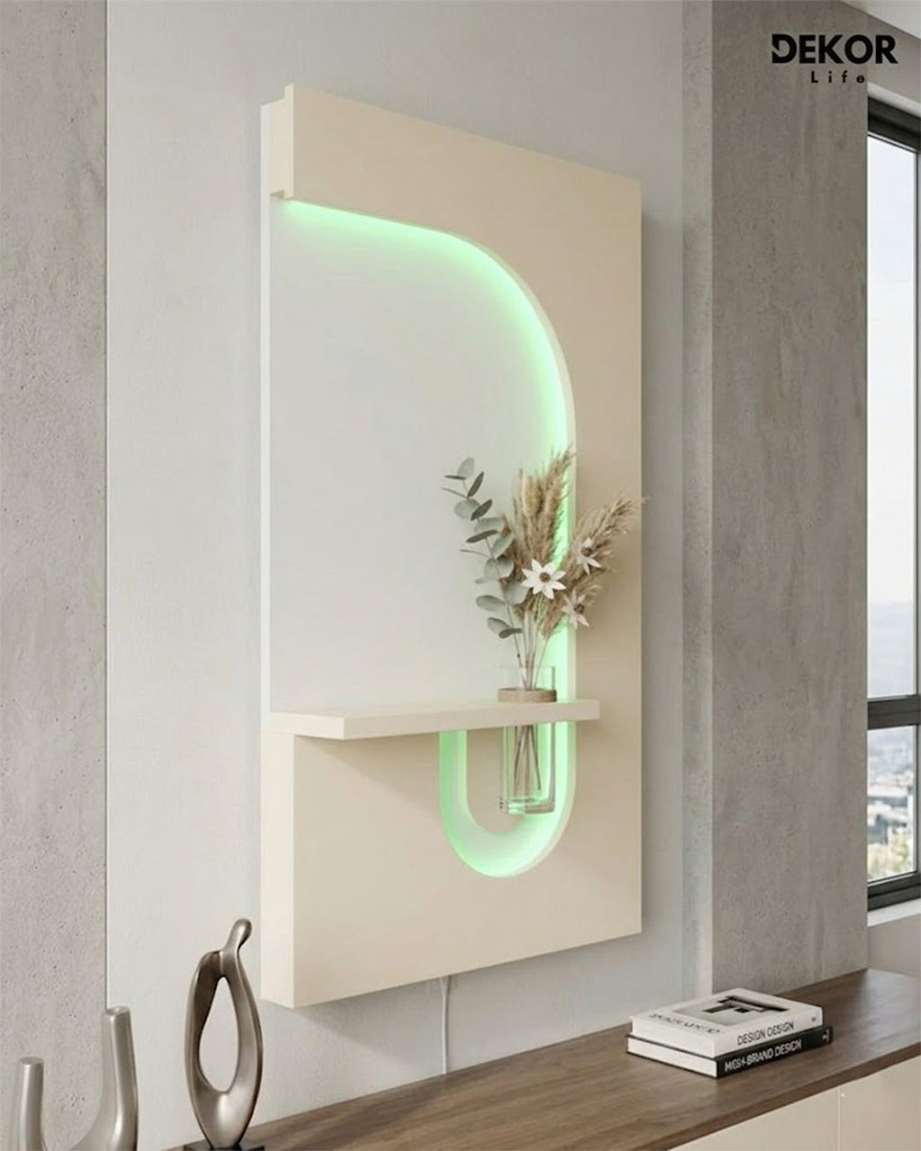 Dekorium 50x90 cm Oval LED'li Dekoratif Duvar Paneli - Gizli Aydınlatmalı - Model D055
