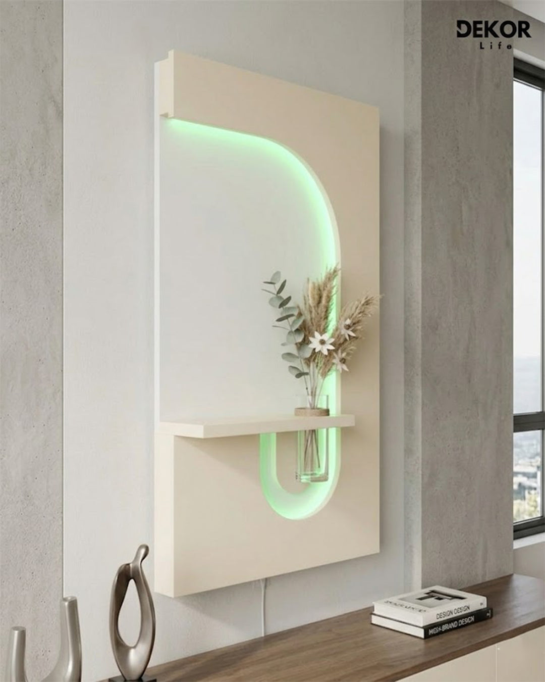 Dekorium 50x90 cm Oval LED'li Dekoratif Duvar Paneli - Gizli Aydınlatmalı - Model D055
