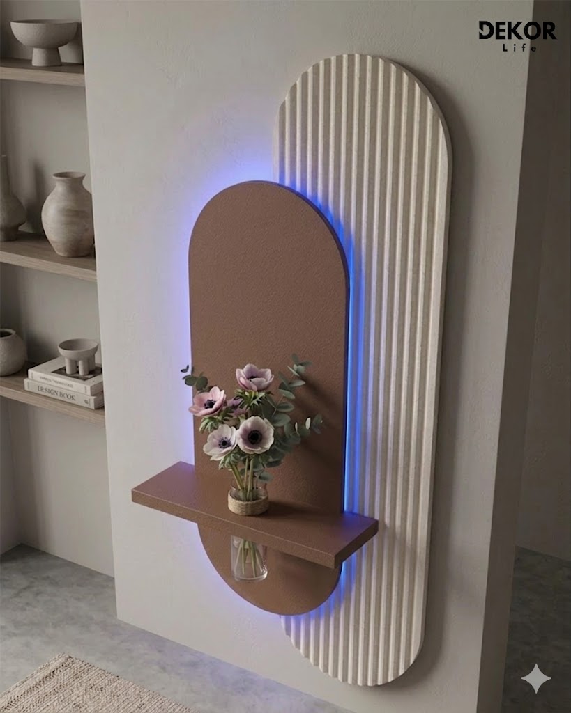 Dekorium 40x90 cm Oval LED'li Dekoratif Duvar Paneli - Gizli Aydınlatmalı - Model D006