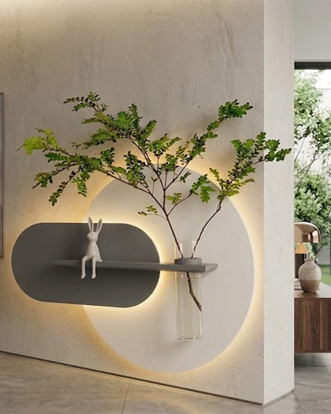 Dekorium 50x50 cm Oval LED'li Dekoratif Duvar Paneli - Gizli Aydınlatmalı - Model D026