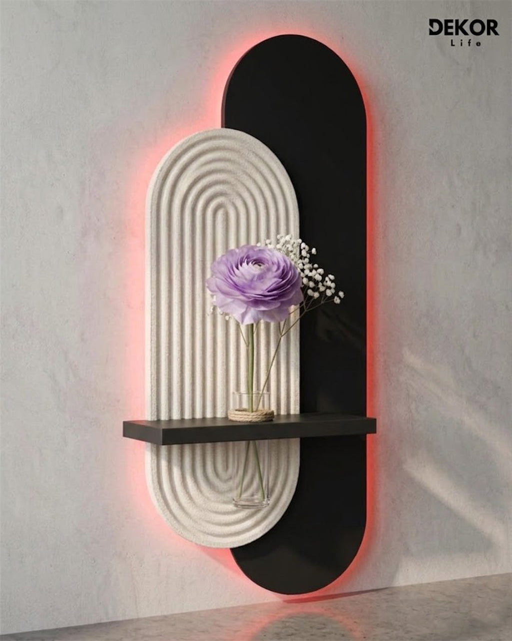Dekorium 40x90 cm Oval LED'li Dekoratif Duvar Paneli - Gizli Aydınlatmalı - Model D019