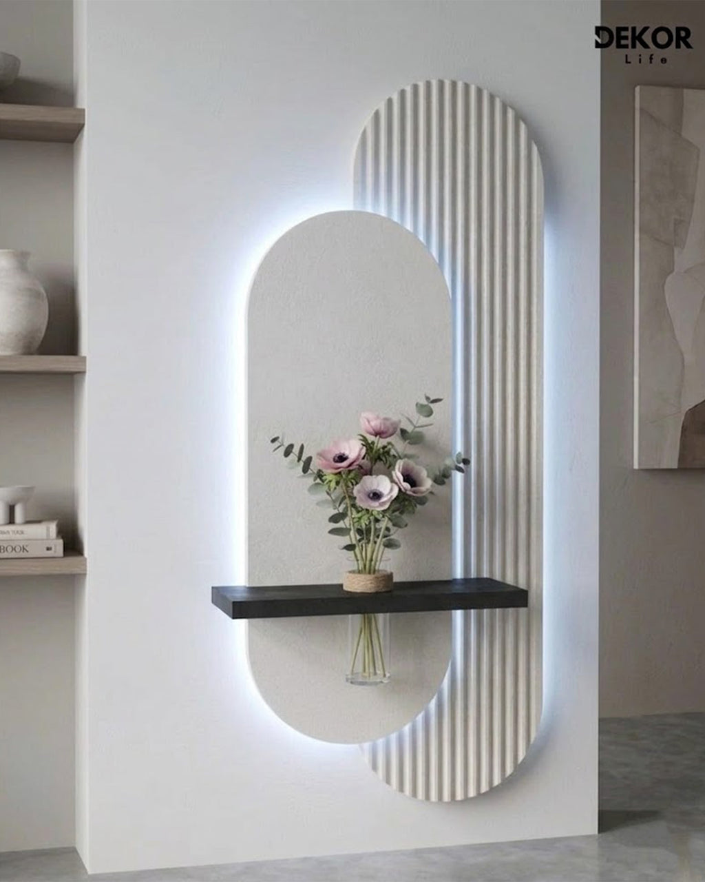 Dekorium 40x90 cm Oval LED'li Dekoratif Duvar Paneli - Gizli Aydınlatmalı - Model D009