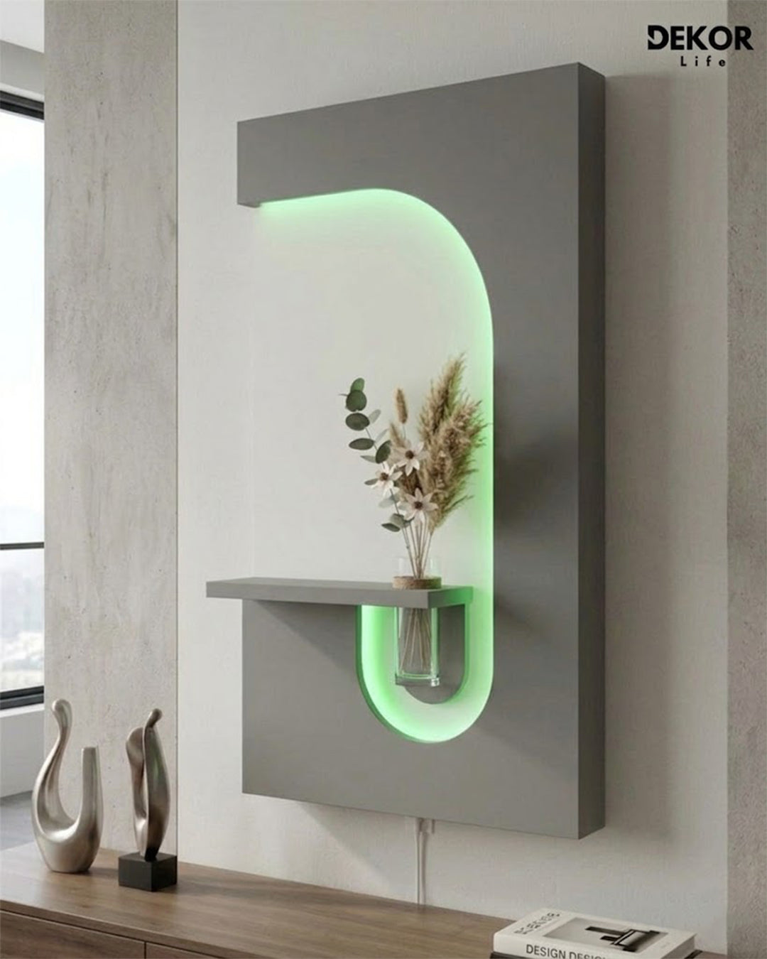 Dekorium 50x90 cm Oval LED'li Dekoratif Duvar Paneli - Gizli Aydınlatmalı - Model D056