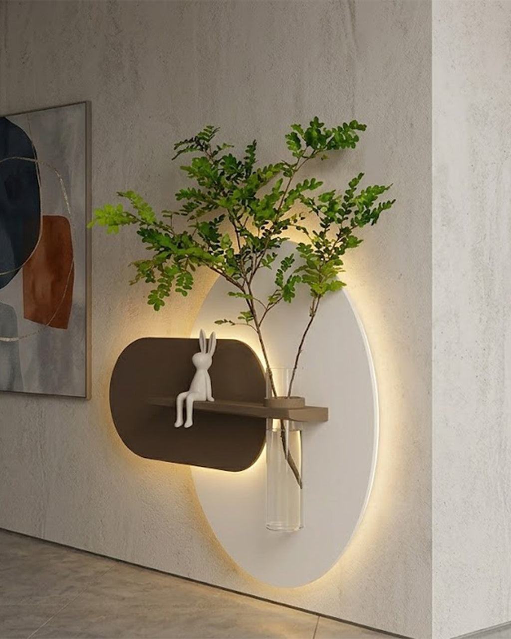 Dekorium 50x50 cm Oval LED'li Dekoratif Duvar Paneli - Gizli Aydınlatmalı - Model D028