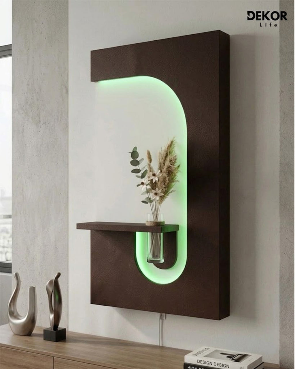 Dekorium 50x90 cm Oval LED'li Dekoratif Duvar Paneli - Gizli Aydınlatmalı - Model D053