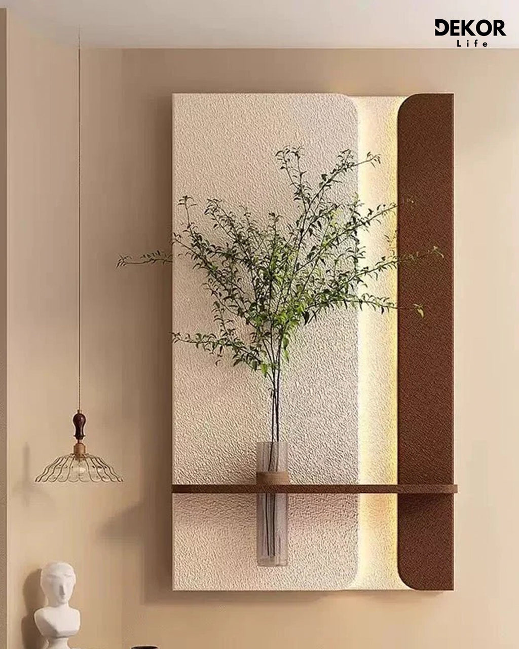 Dekorium 50x90 cm Oval LED'li Dekoratif Duvar Paneli - Gizli Aydınlatmalı - Model D064