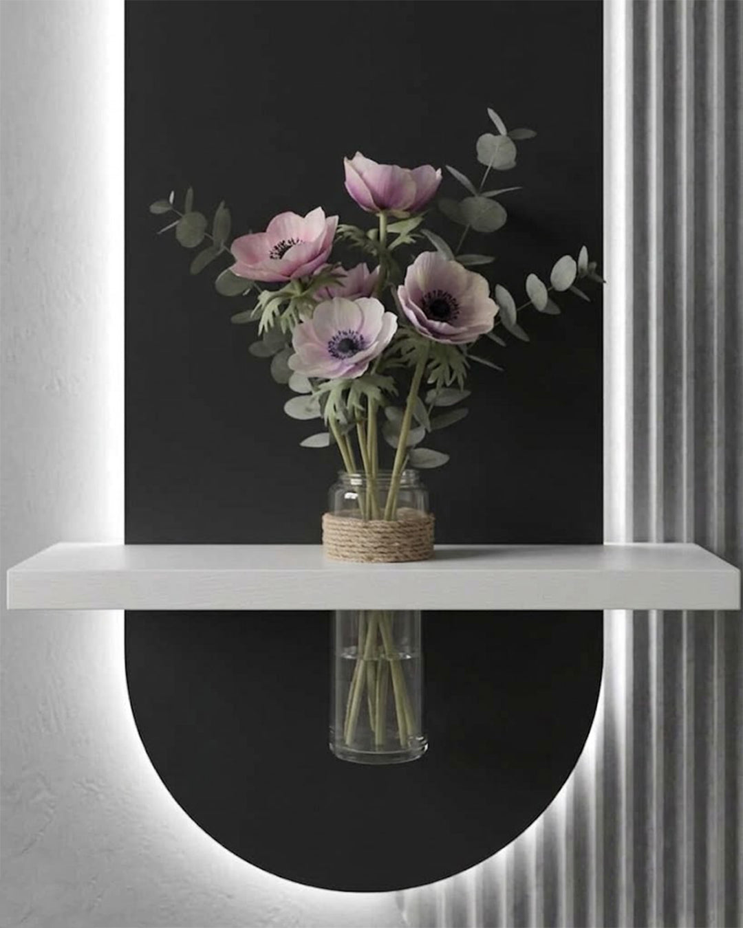 Dekorium 40x90 cm Oval LED'li Dekoratif Duvar Paneli - Gizli Aydınlatmalı - Model D018
