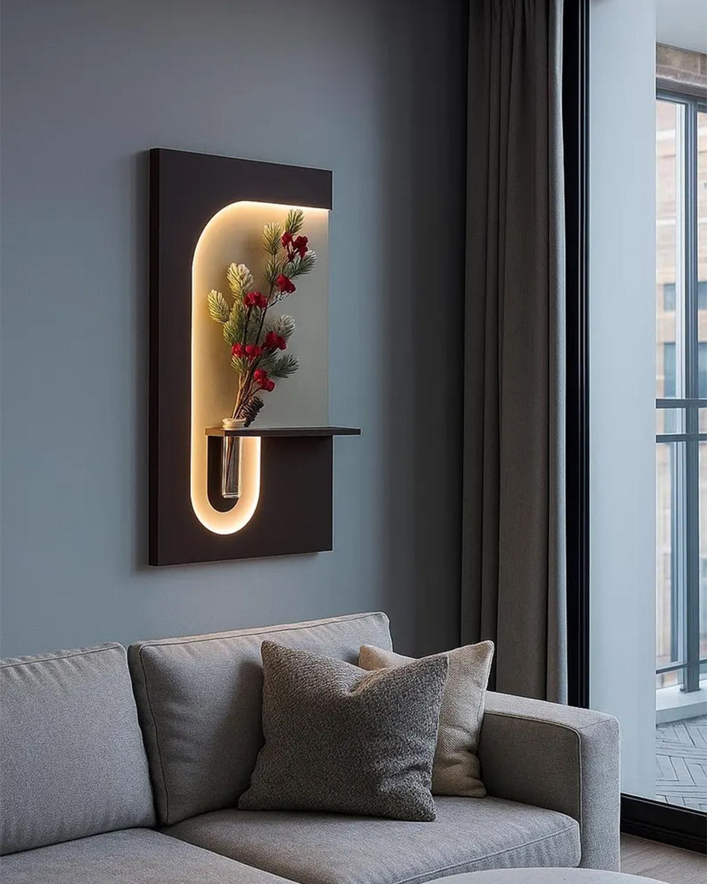 Dekorium 40x70 cm Pilli LED'li İskandinav Duvar Tablosu - Pütürlü Doku - Model D096