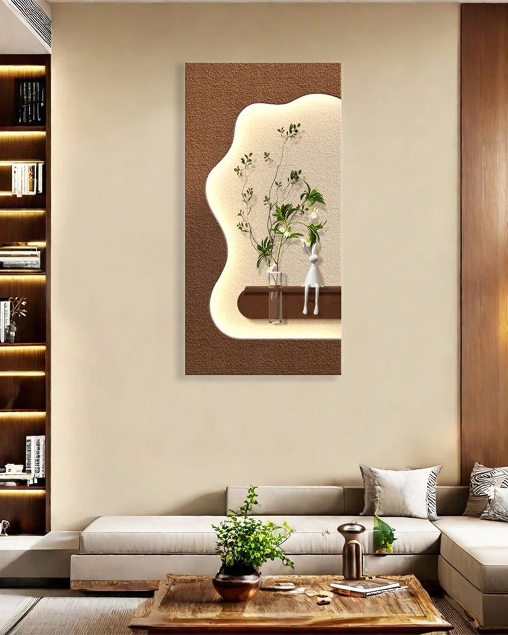 Dekorium 40x70 cm Pilli LED'li İskandinav Duvar Tablosu - Pütürlü Doku - Model D078