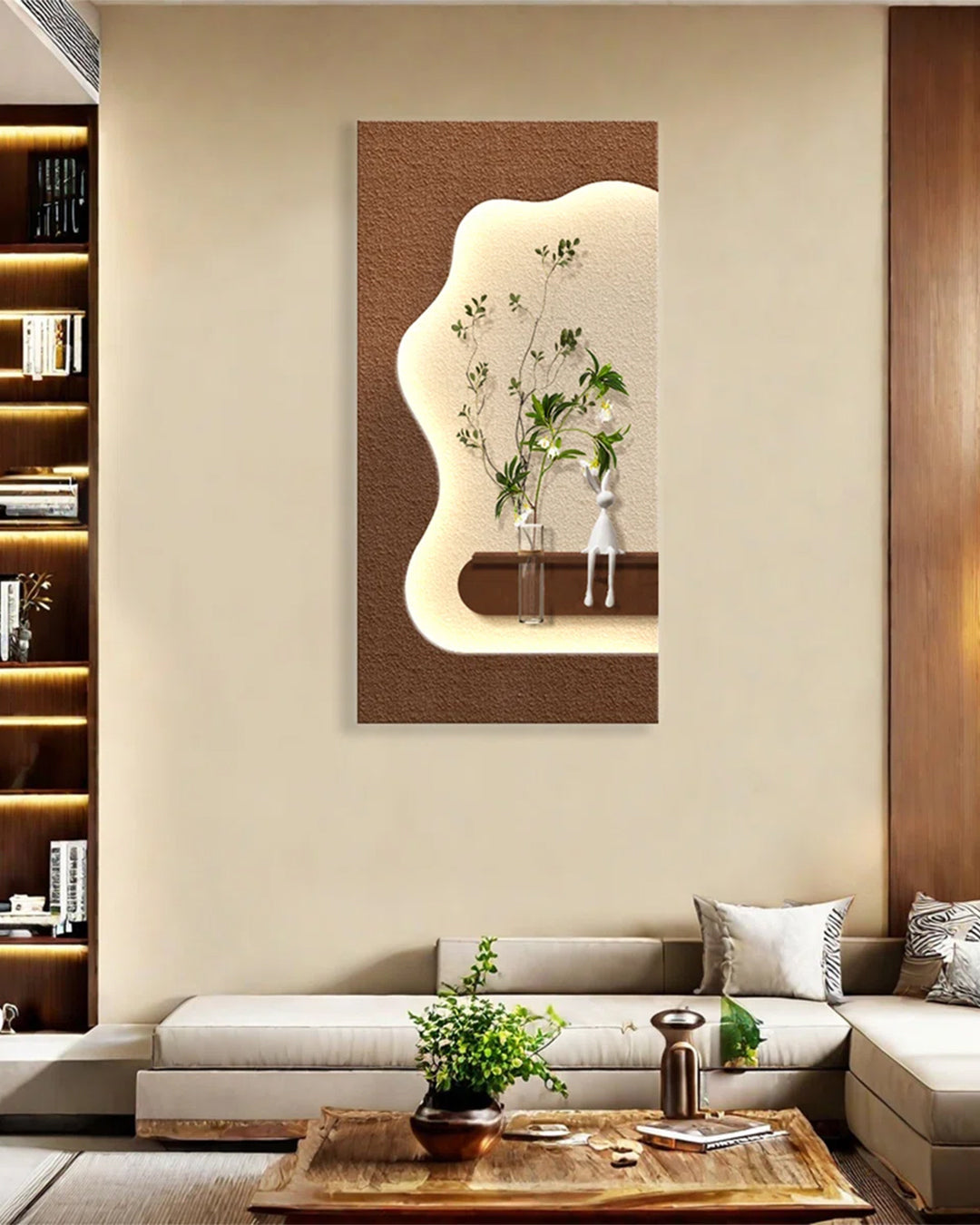 Dekorium 40x70 cm Pilli LED'li İskandinav Duvar Tablosu - Pütürlü Doku - Model D078