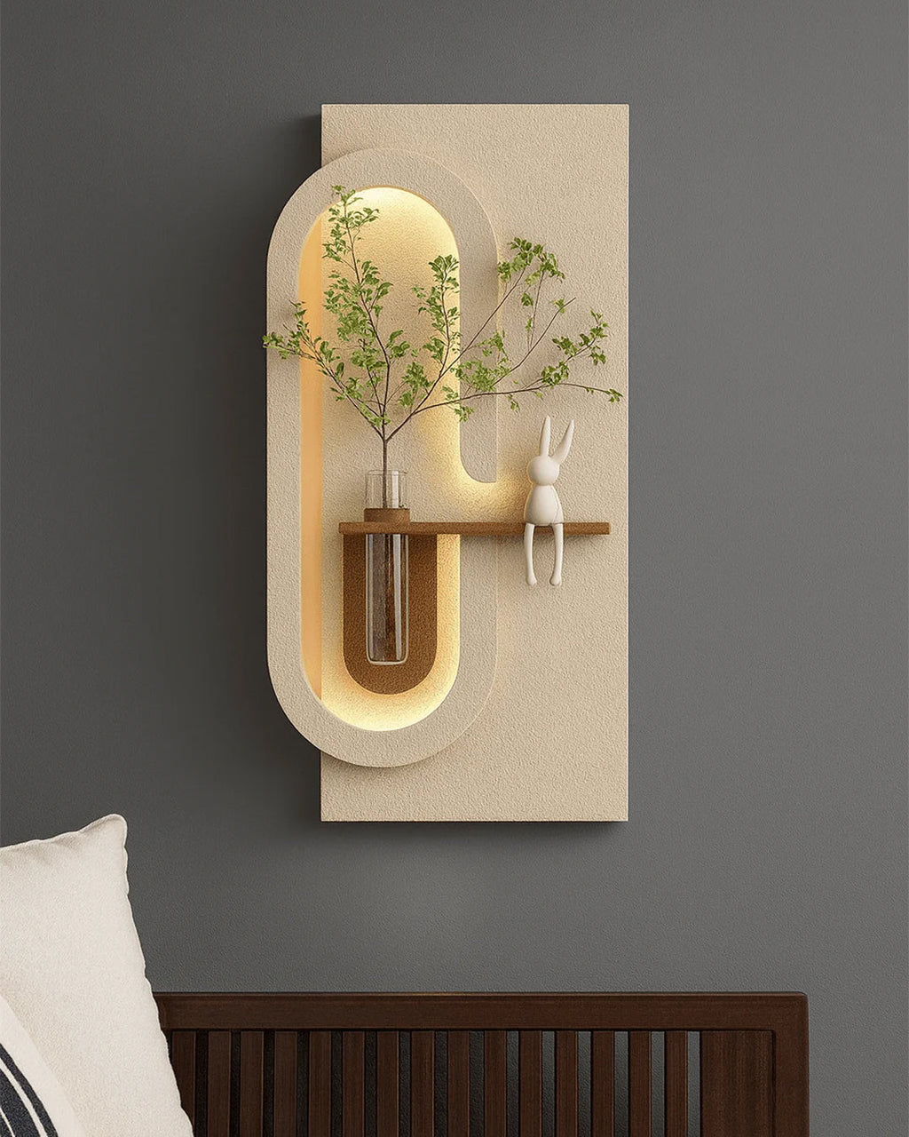 Dekorium 40x70 cm Pilli LED'li İskandinav Duvar Tablosu - Pütürlü Doku - Model D091