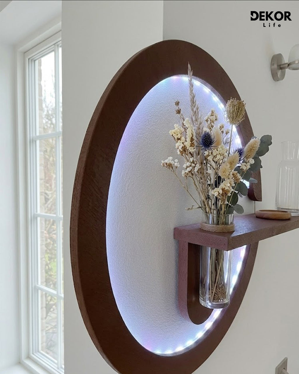 Dekorium 50x50 cm Oval LED'li Dekoratif Duvar Paneli - Gizli Aydınlatmalı - Model D027
