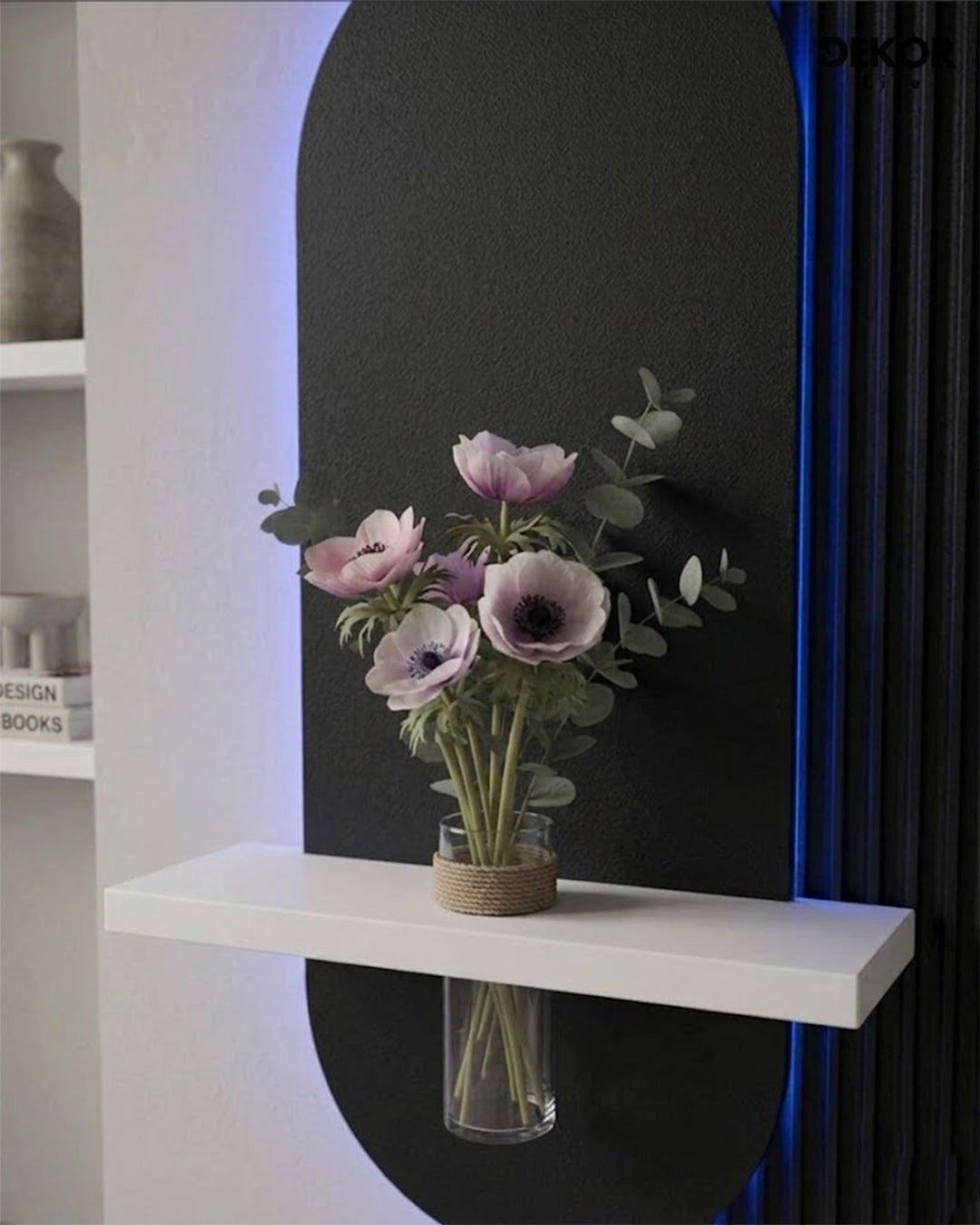 Dekorium 40x90 cm Oval LED'li Dekoratif Duvar Paneli - Gizli Aydınlatmalı - Model D012