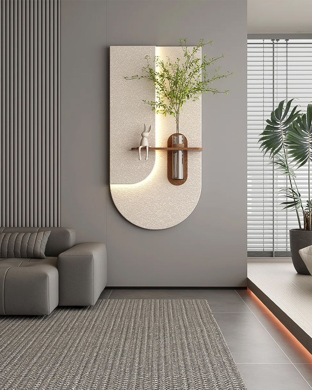 Dekorium 40x70 cm Pilli LED'li İskandinav Duvar Tablosu - Pütürlü Doku - Model D079