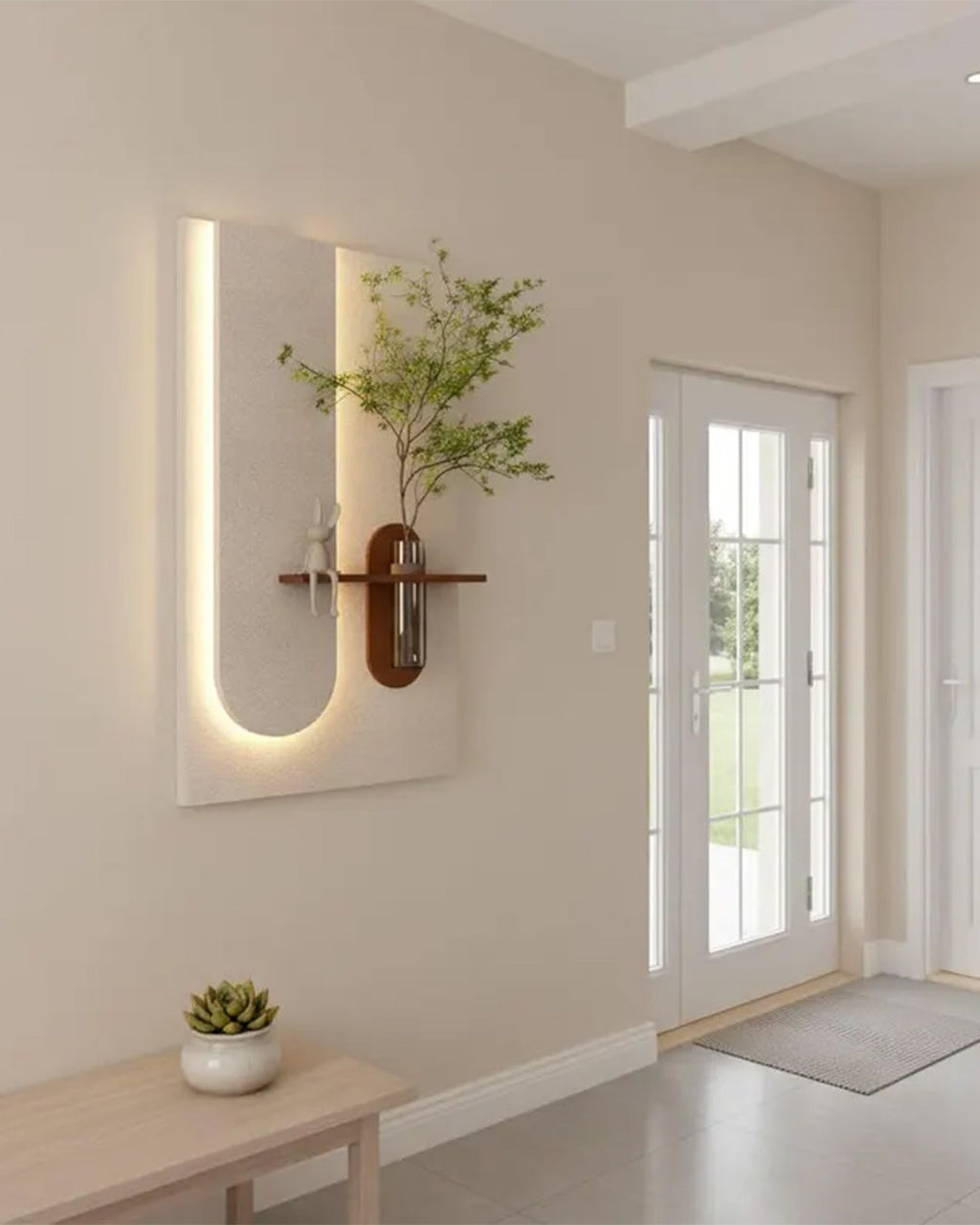 Dekorium 40x70 cm Pilli LED'li İskandinav Duvar Tablosu - Pütürlü Doku - Model D094