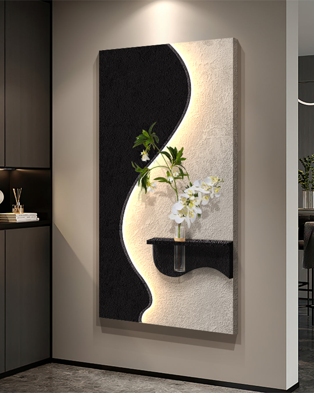 Dekorium 40x70 cm Pilli LED'li İskandinav Duvar Tablosu - Pütürlü Doku - Model D100