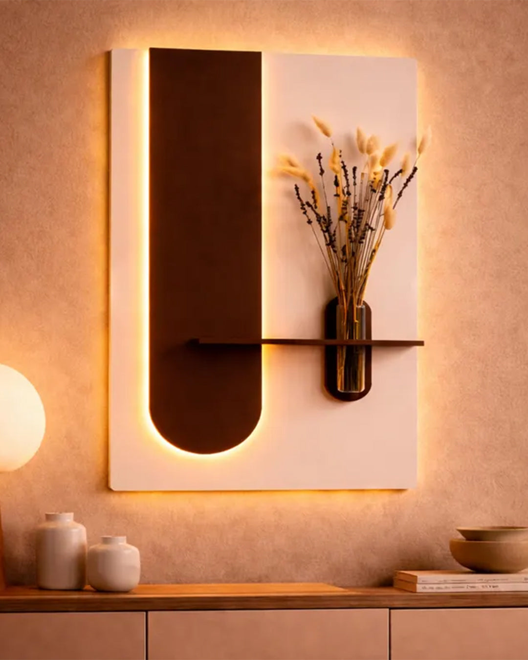 Dekorium 40x70 cm Pilli LED'li İskandinav Duvar Tablosu - Pütürlü Doku - Model D097