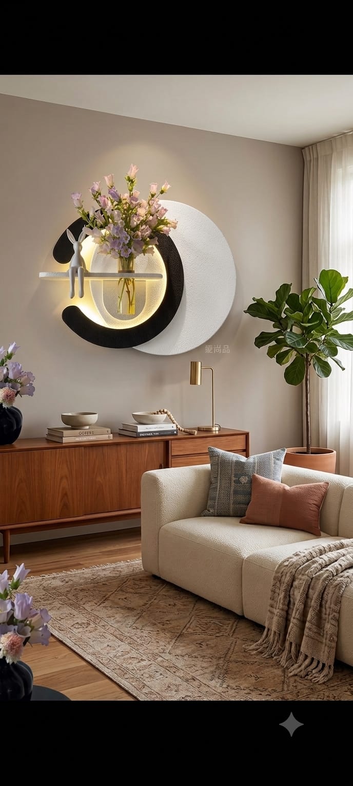 Dekorium 50x85 cm Oval LED'li Dekoratif Duvar Paneli - Gizli Aydınlatmalı - Model D038