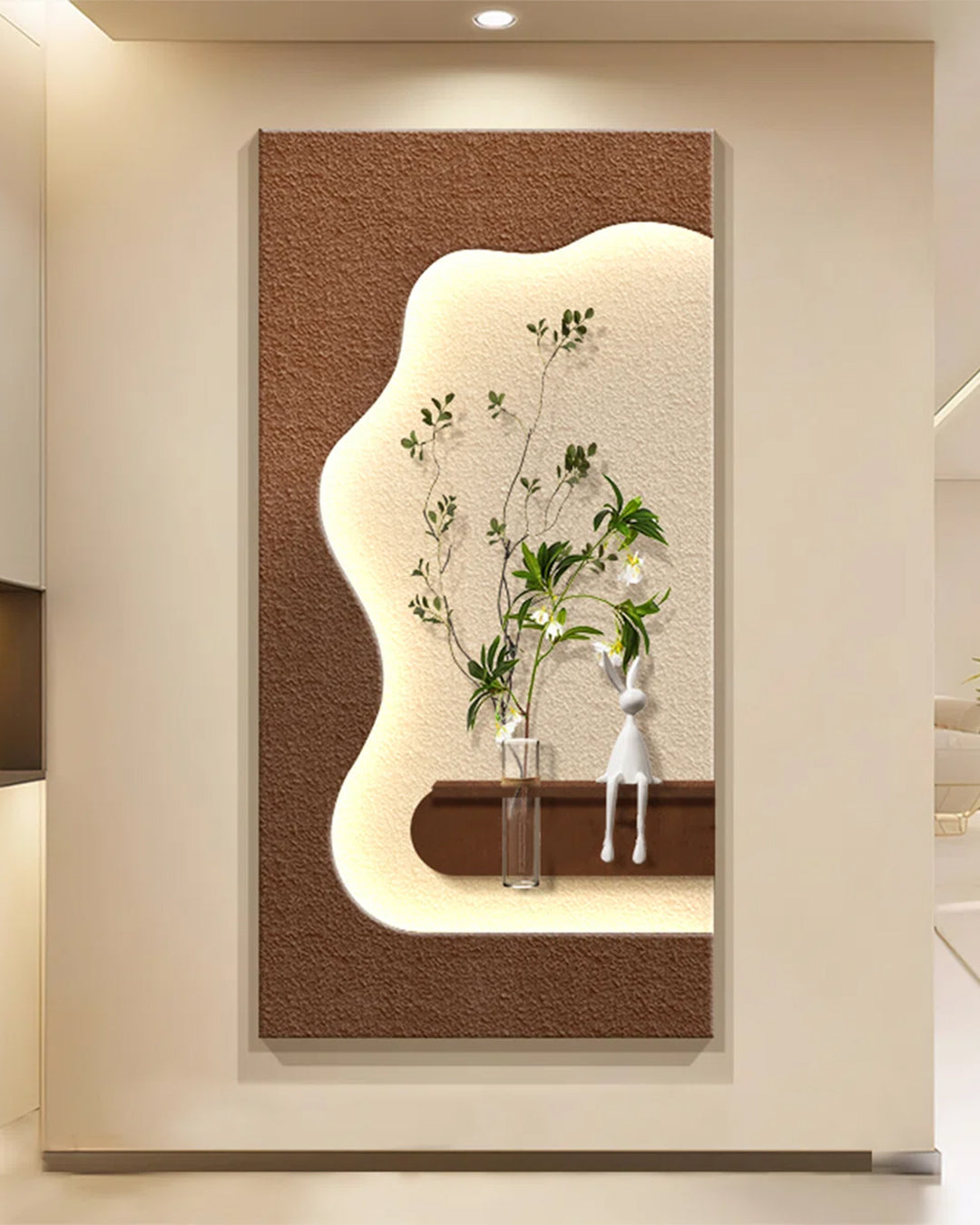 Dekorium 40x70 cm Pilli LED'li İskandinav Duvar Tablosu - Pütürlü Doku - Model D078