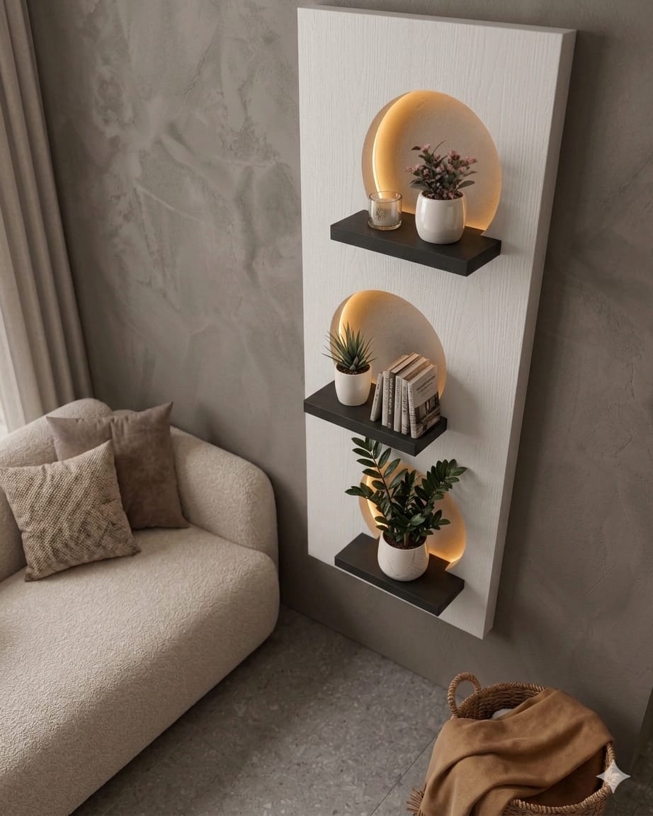 Dekorium 50x120 cm Oval LED'li Dekoratif Duvar Paneli - Gizli Aydınlatmalı - Model D023